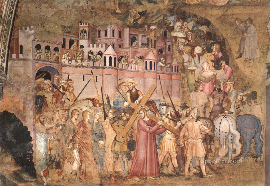カルバリーに十字架を背負うキリスト クアトロチェントの画家 アンドレア・ダ・フィレンツェ油絵